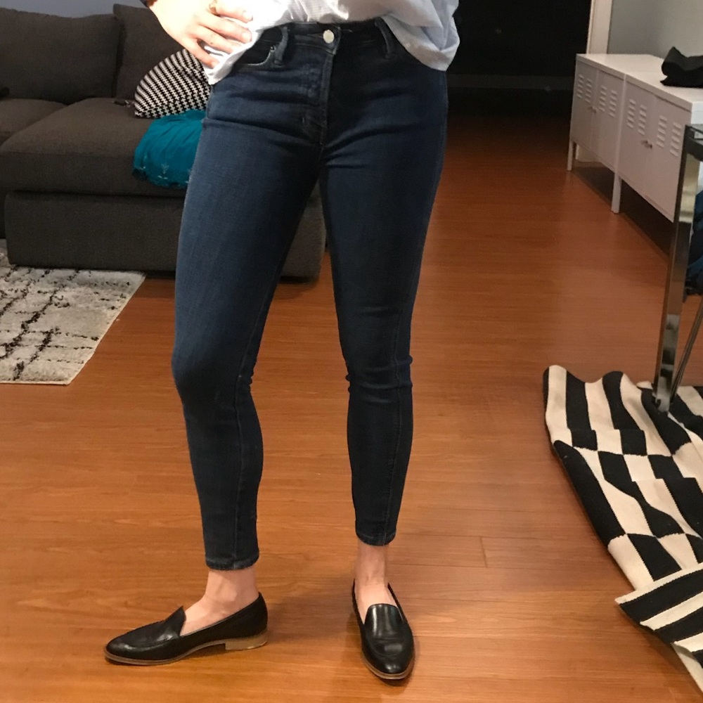 Free people ankle cropped button fly jeans