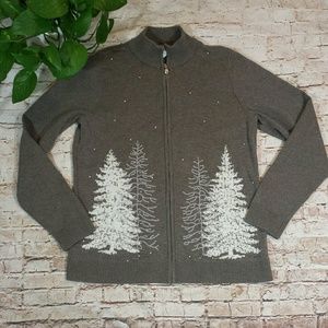 .Christopher & Banks Taupe Winter Tree Cartigan