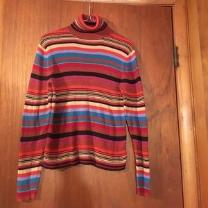 Harvey Bernard Medium Fall Color Stripe Turtleneck