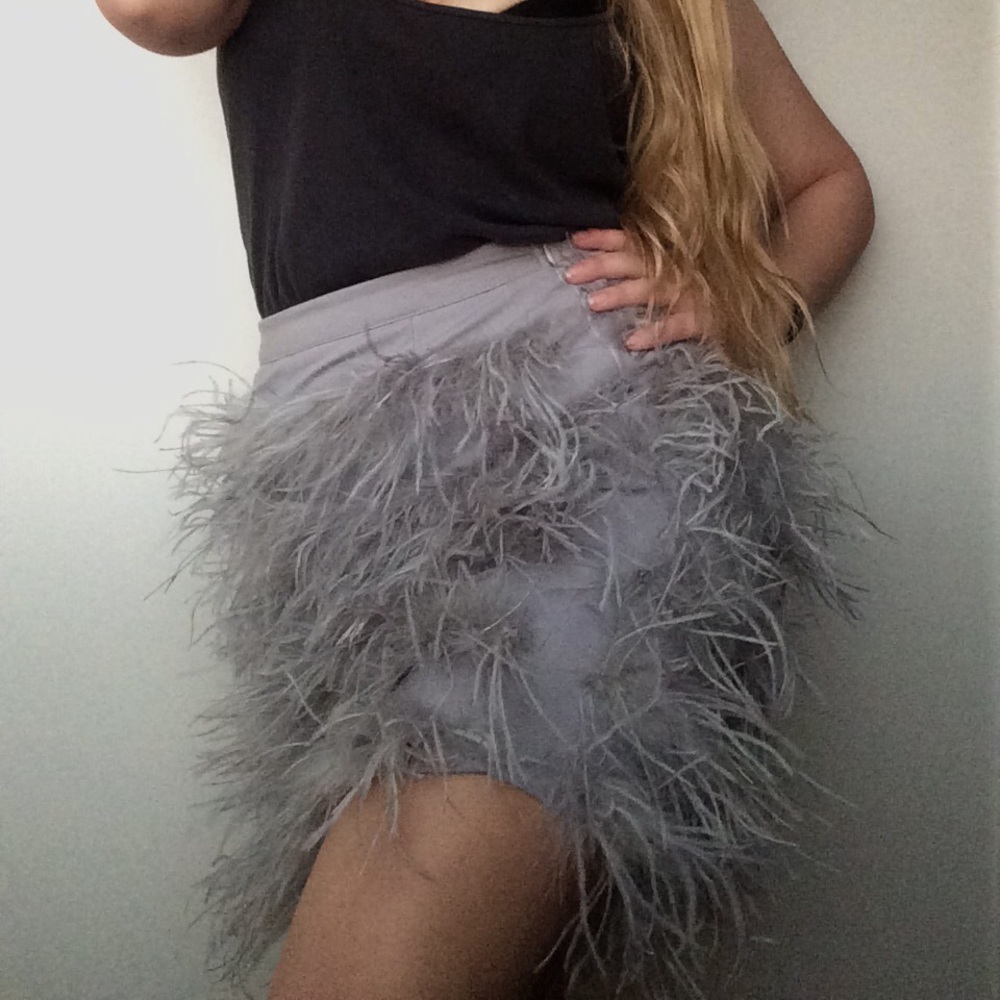 NWT missguided gray feather mini skirt