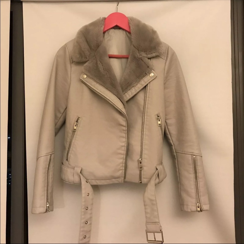 Faux fur/leather moto jacket