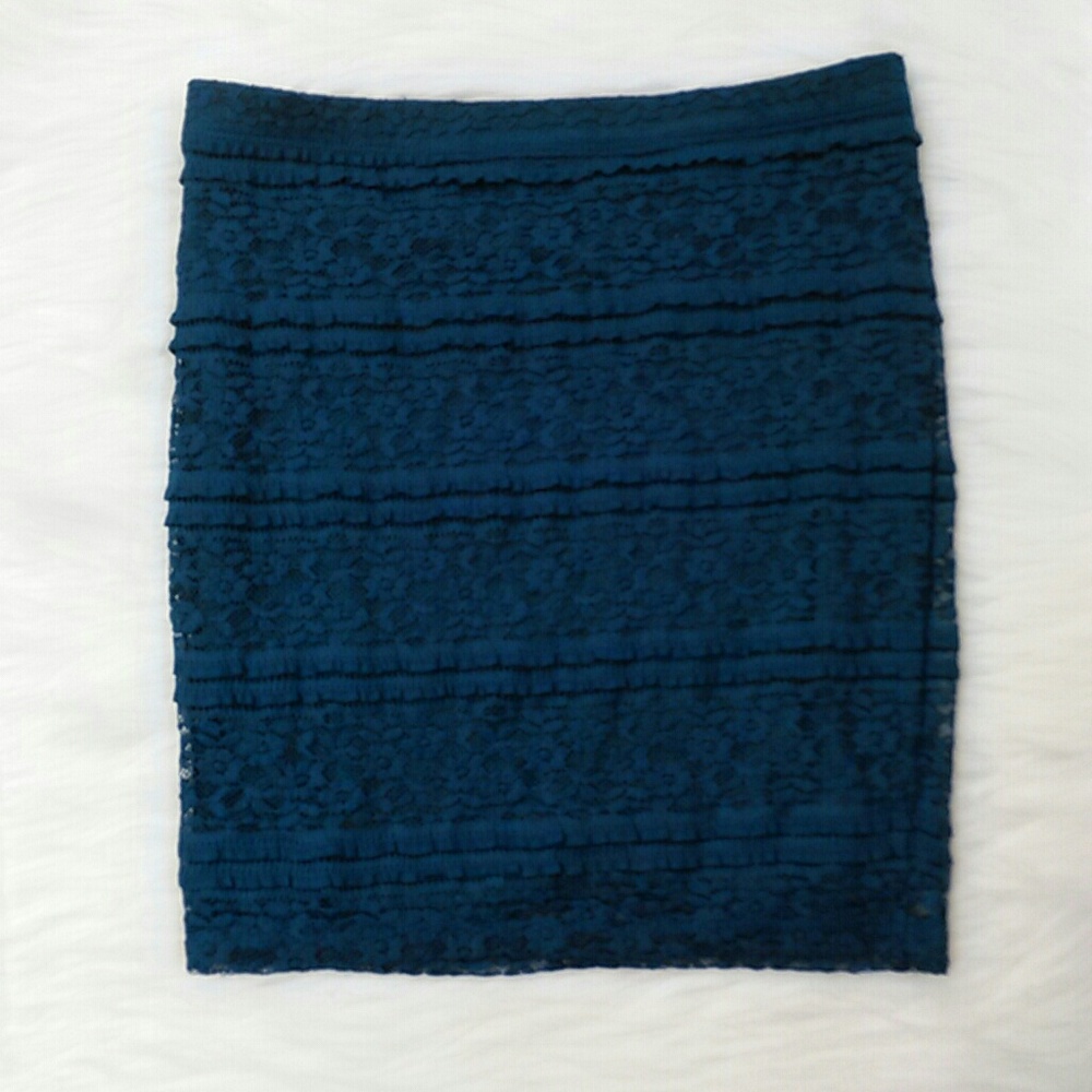 Forever 21 Skirt Turquoise Lace Short Pencil
