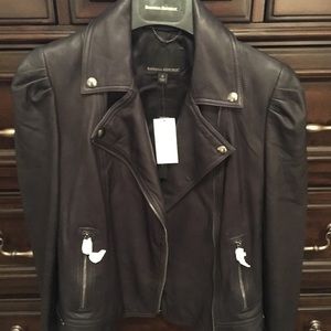 New Banana Republic Puff-sleeve Leather Jacket