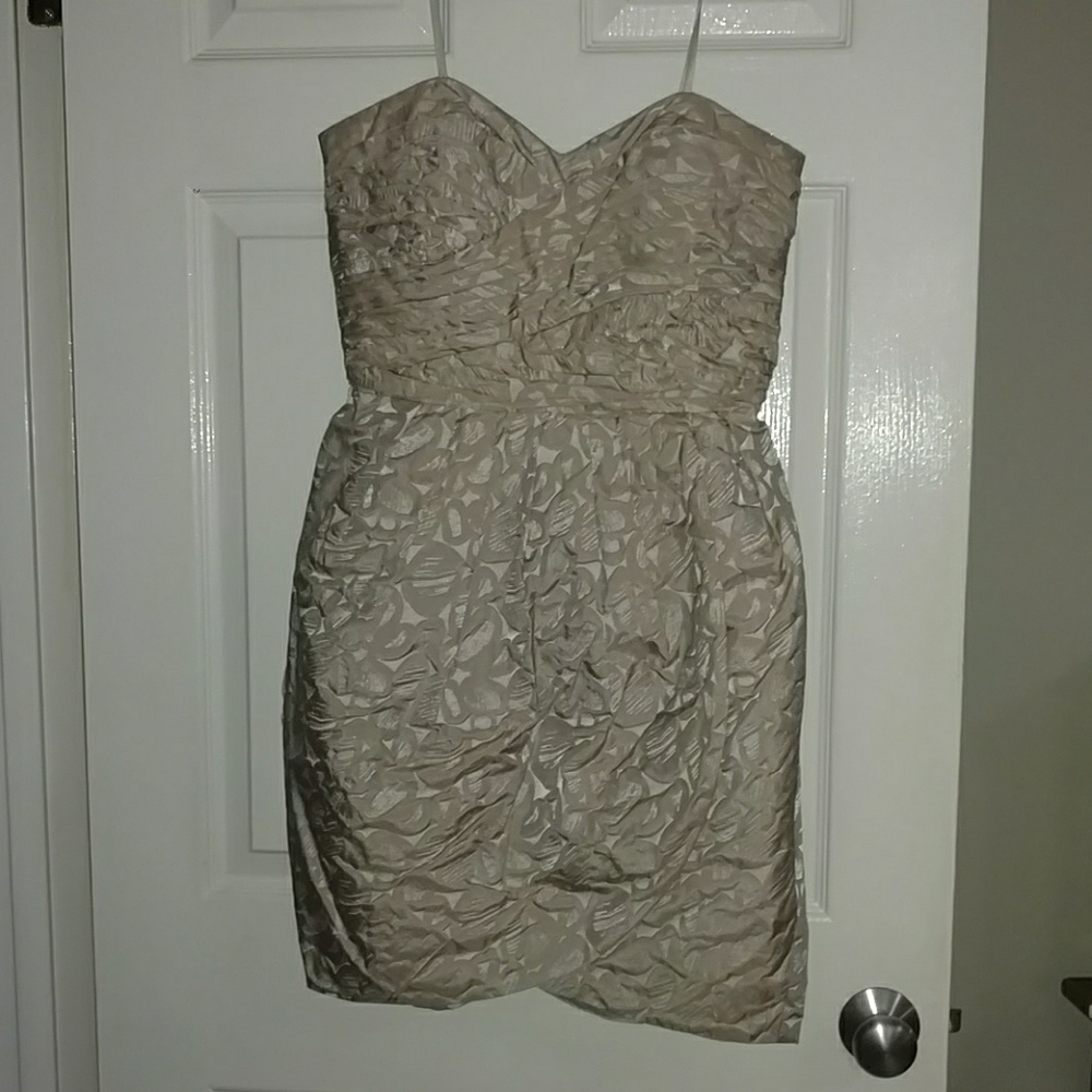 Max and Cleo size 6 strapless taupe cocktail dress