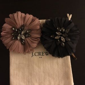 J. Crew Navy & Purple Flower Jeweled Dual Pin