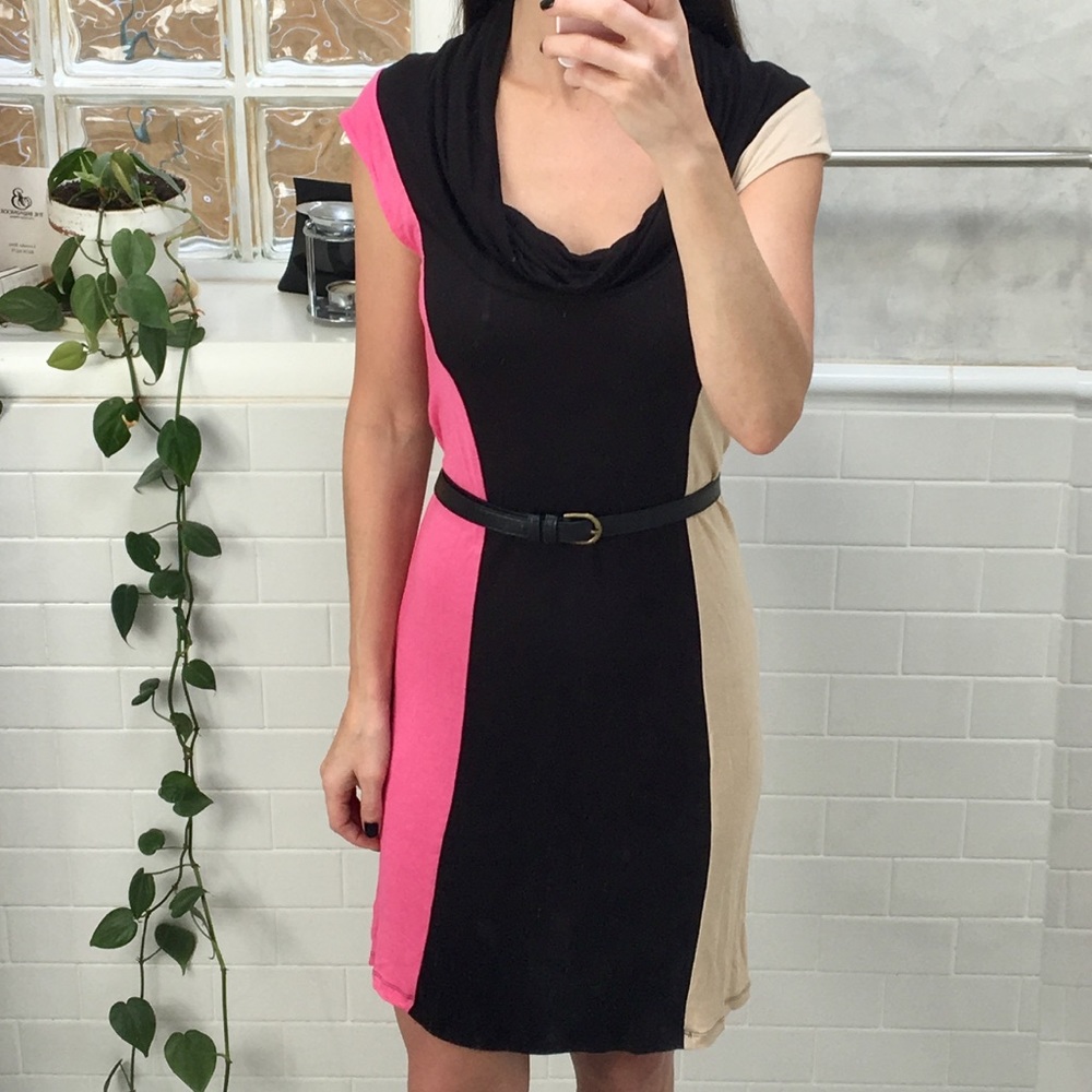 Charlotte Tarantola Tri-Color Cowl Neck Dress - Picture 2 of 7