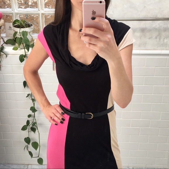 Charlotte Tarantola Tri-Color Cowl Neck Dress - Picture 4 of 7