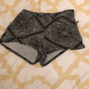 Black and White boho print shorts