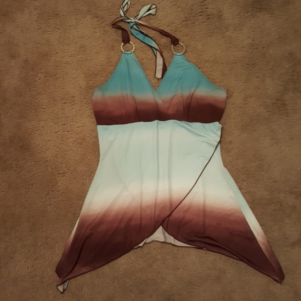 Womens asymmetric halter top