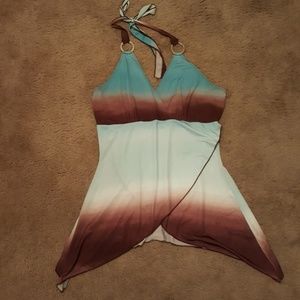 Womens asymmetric halter top