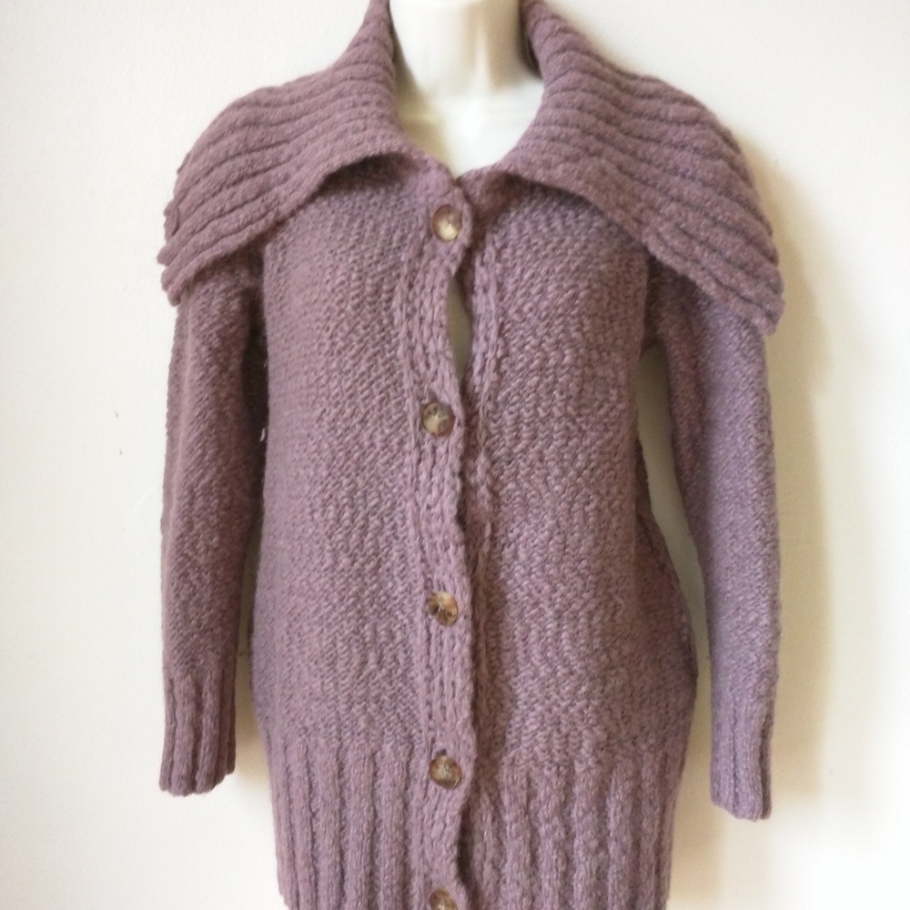Lafayette 148 mauve alpaca cardigan sweater S
