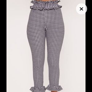 Keren White Gingham Frill Trousers, US size 2