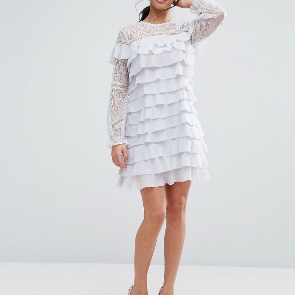 NWT True Decadence Ruffle Grey Dress