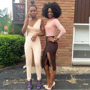 ASOS Asymmetrical nude jumpsuit