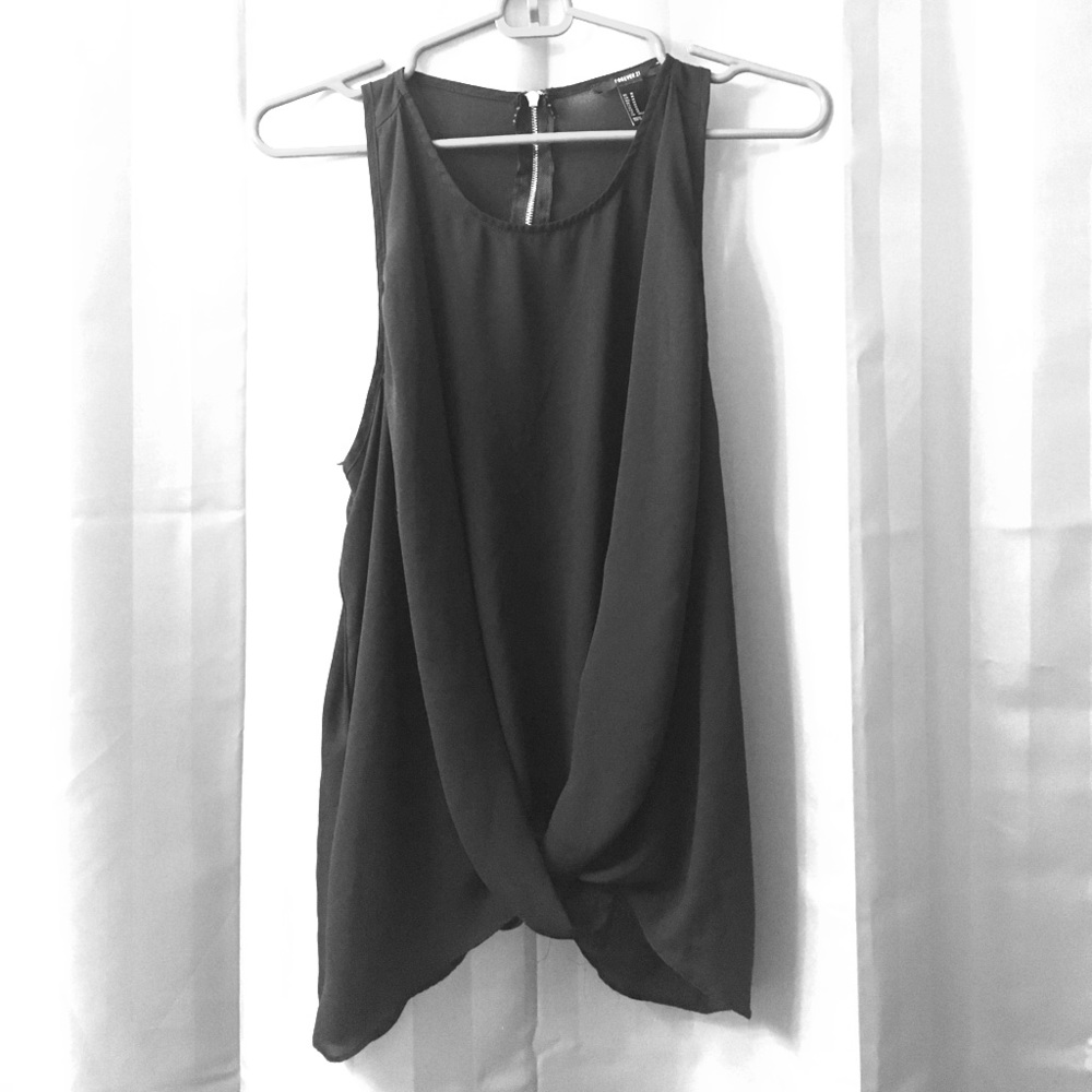 Black front-cross forever 21 chiffon like top