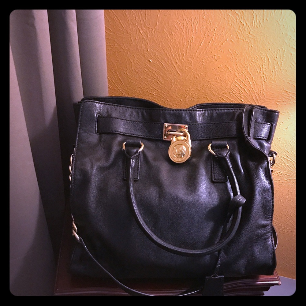 Michael Kors Black Saffiano Leather Hamilton purse