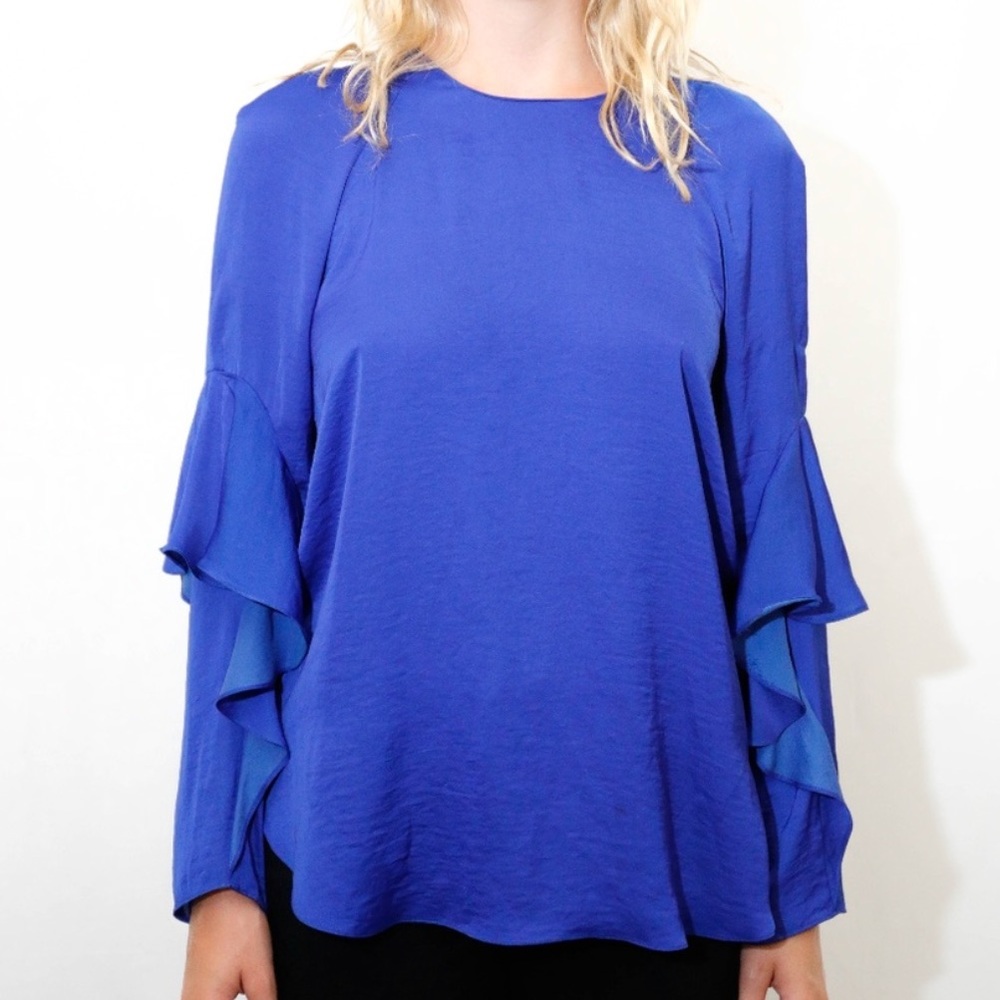ZARA BLUE RUFFLE TOP