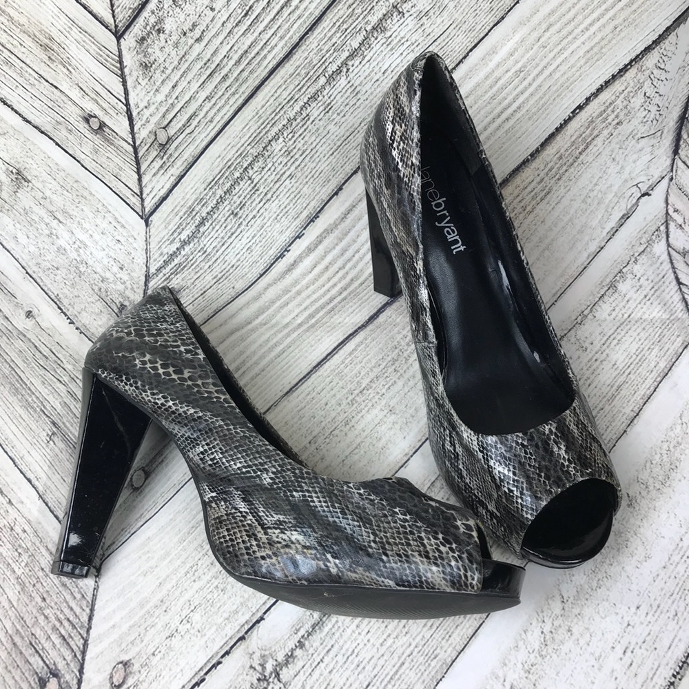 Lane Bryant Snake Skin Print Peep Toe Heels Pumps