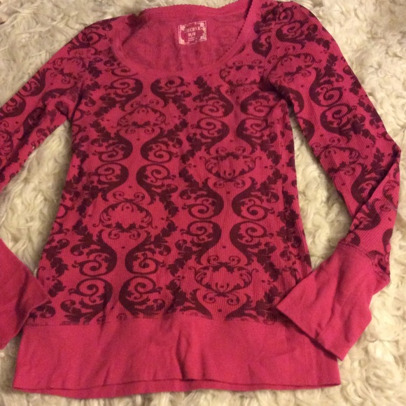 Pink Print Thermal M Decree Scroll ballet neckline - Picture 1 of 4