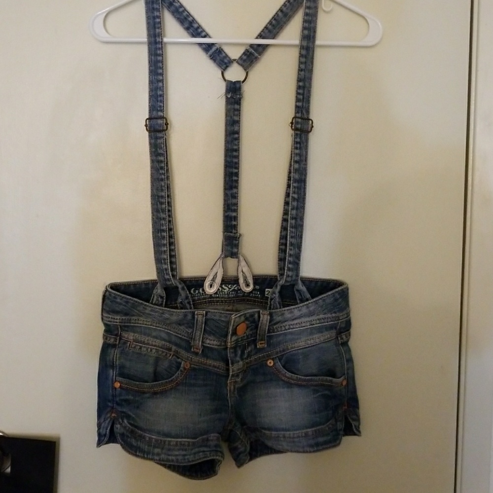 Overall denim shorts