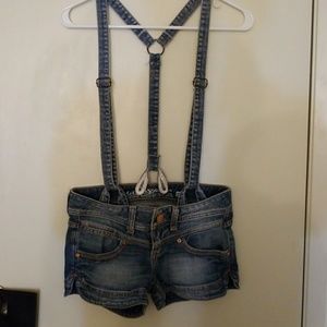 Overall denim shorts