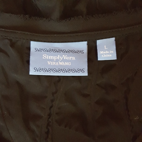 Simple Vera Vera Wang Sheer V Neck top Large - Picture 2 of 5