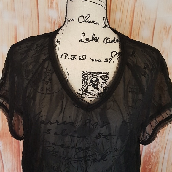 Simple Vera Vera Wang Sheer V Neck top Large - Picture 3 of 5