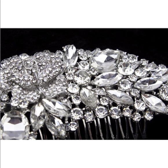 Large big bridal comb silver bling keep silver main image 2