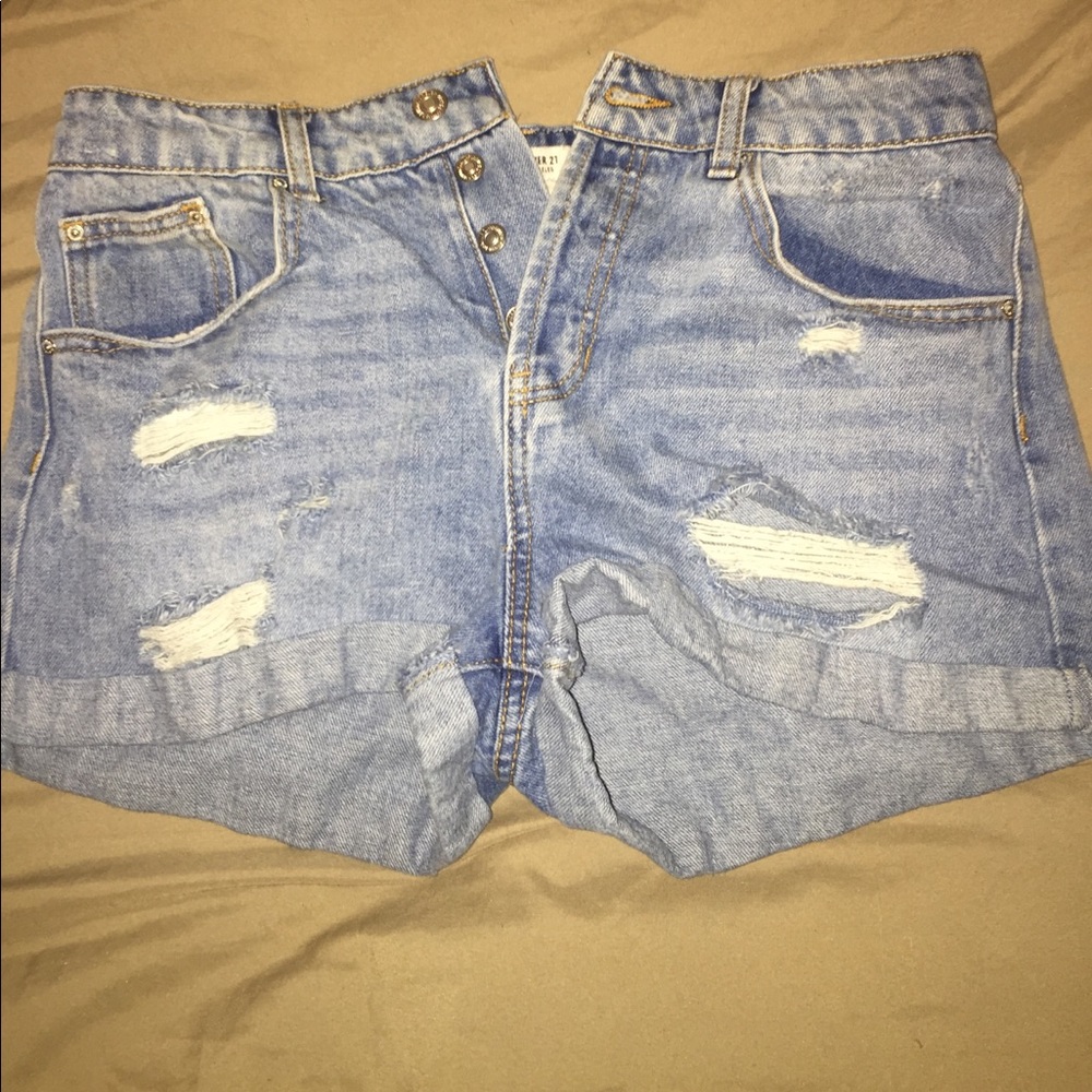 Ripped jean shorts