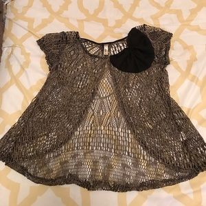 Backless Black and Cream Blouse