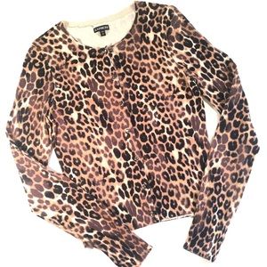 Express Cheetah Print Button Down Cardigan
