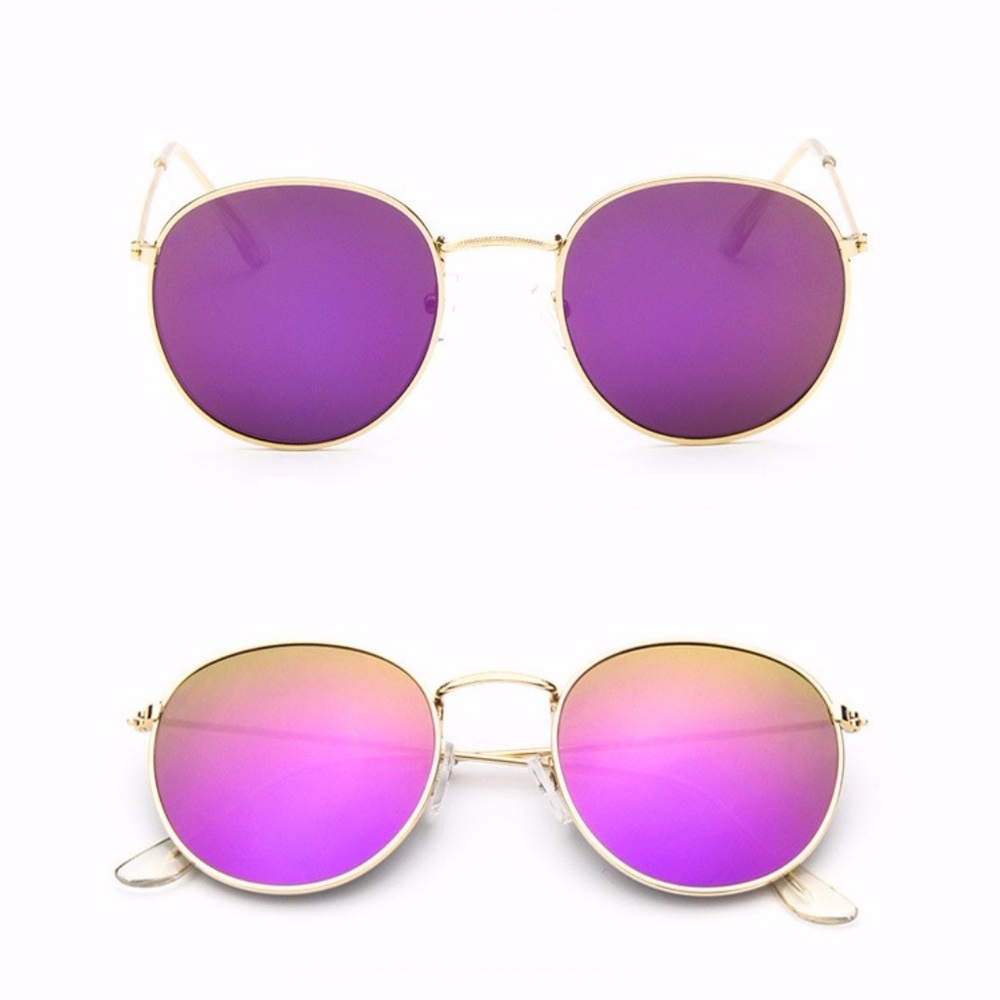 LAST PAIR 💛 Purple Rounded Mirrored Fashion Sunglasses + Case - Picture 2 of 8