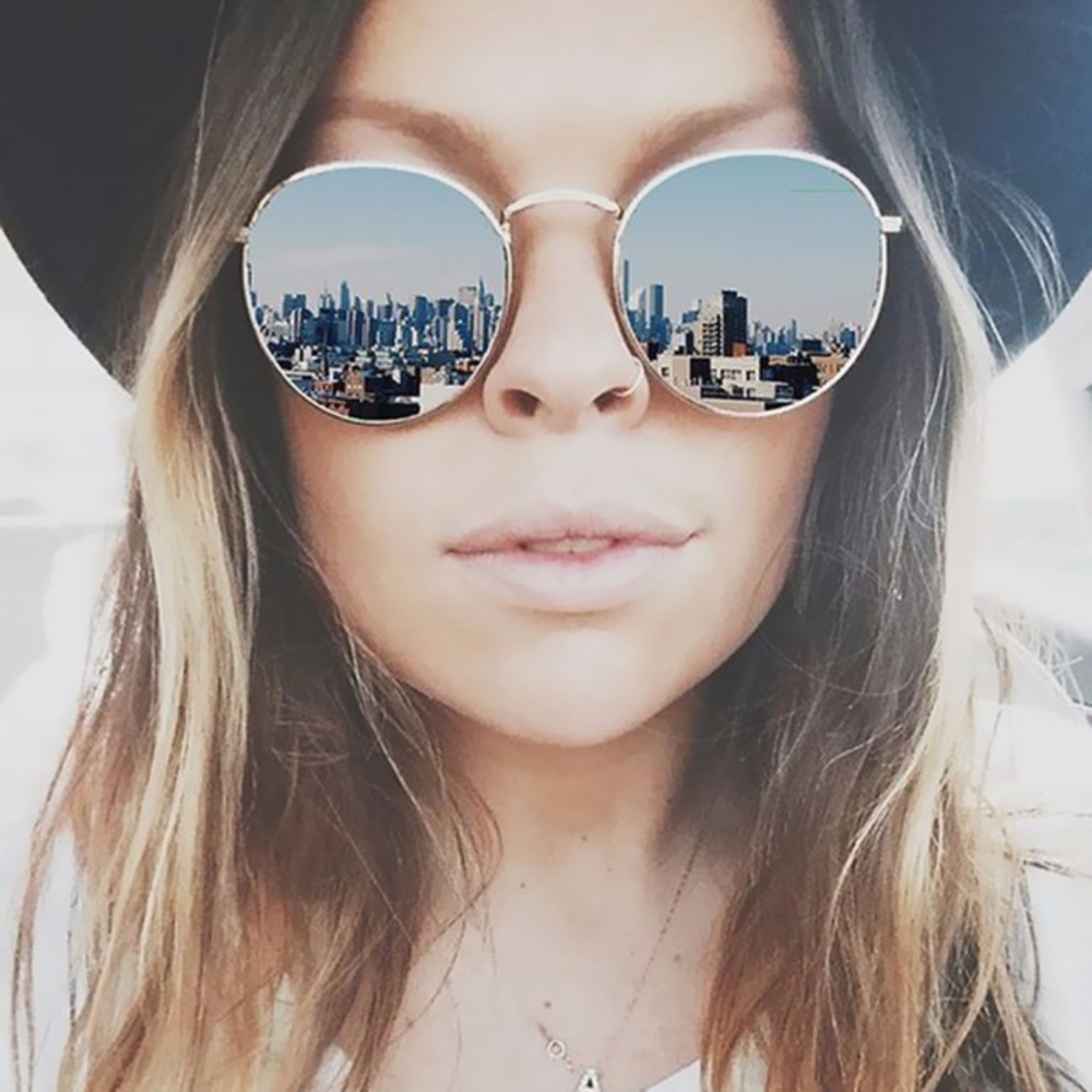 LAST PAIR 💛 Purple Rounded Mirrored Fashion Sunglasses + Case - Picture 5 of 8