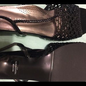 Never Worn Black patent woven sandals