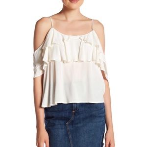 Cold shoulder ruffle blouse