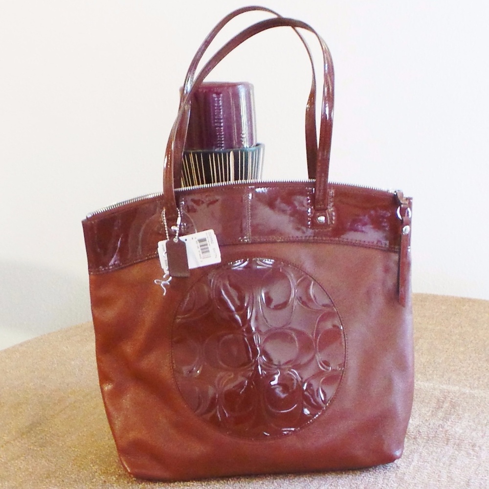 Coach Laura Leather Tote Bag Purse - British Tan