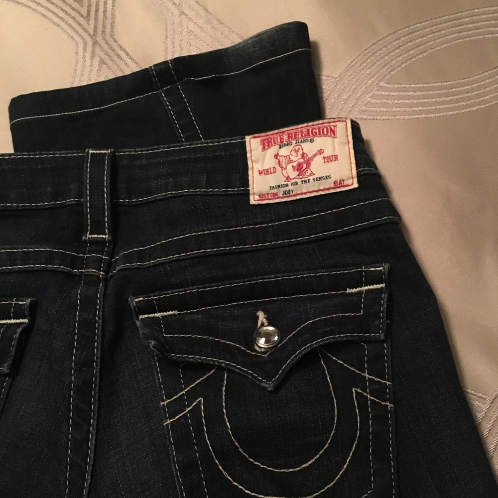 True religion jeans - Dark wash rhinestone pocket