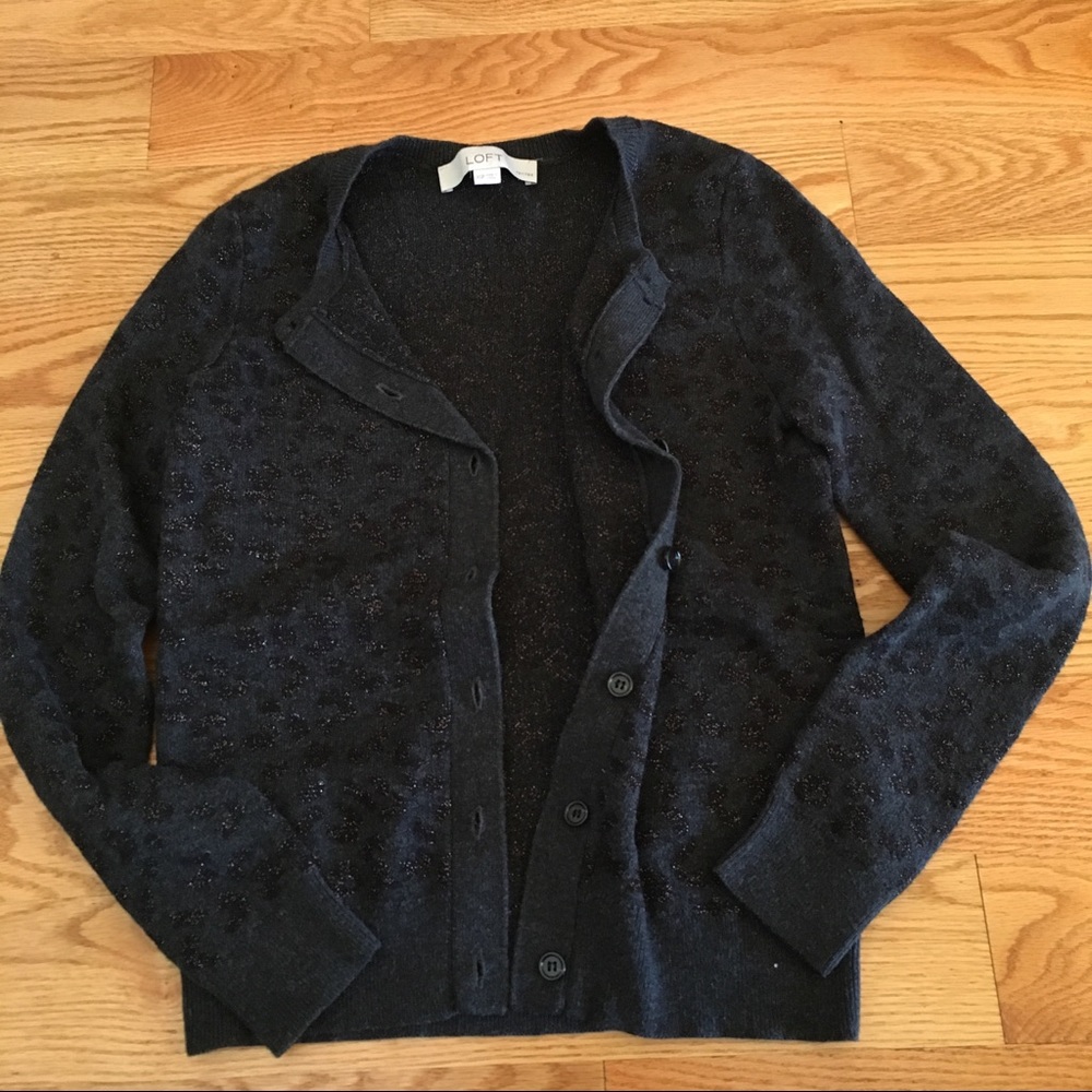 Loft black leopard cardigan