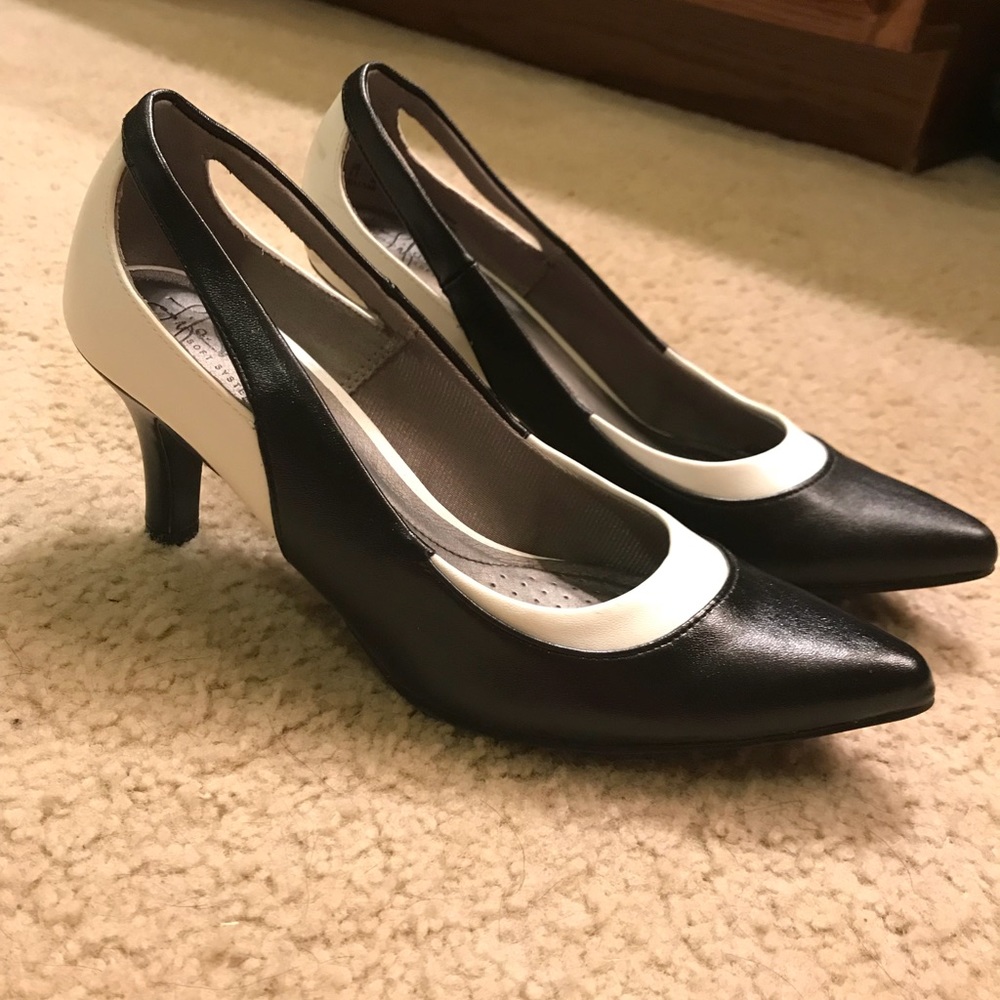 Black and white pumps