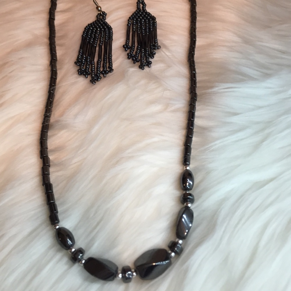 Hand-made hematite necklace/earring set