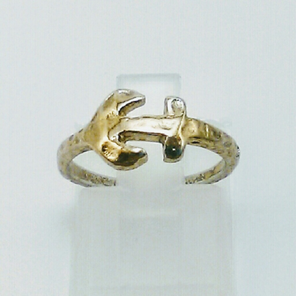 "Red Sky" Gold Toned Midi Anchor Ring