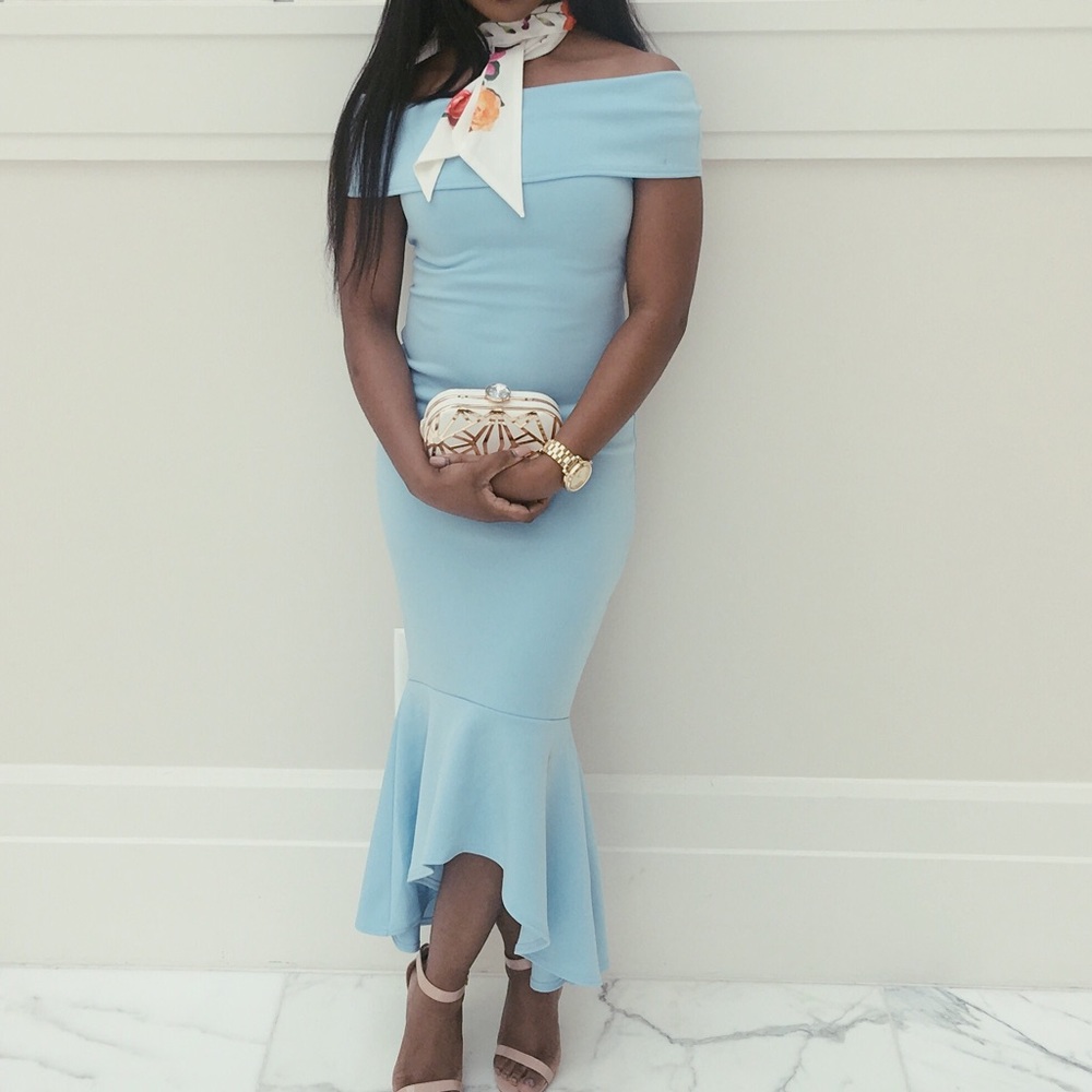 CLUB L Bardot Peplum Dress