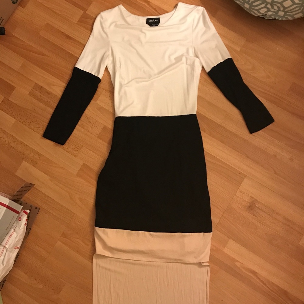 Bebe XS high low tricolor dress