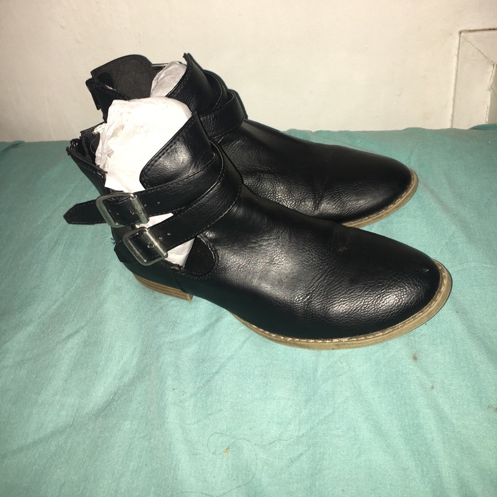 Black cut out ankle boots