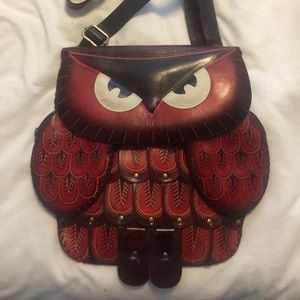 Leather owl purse