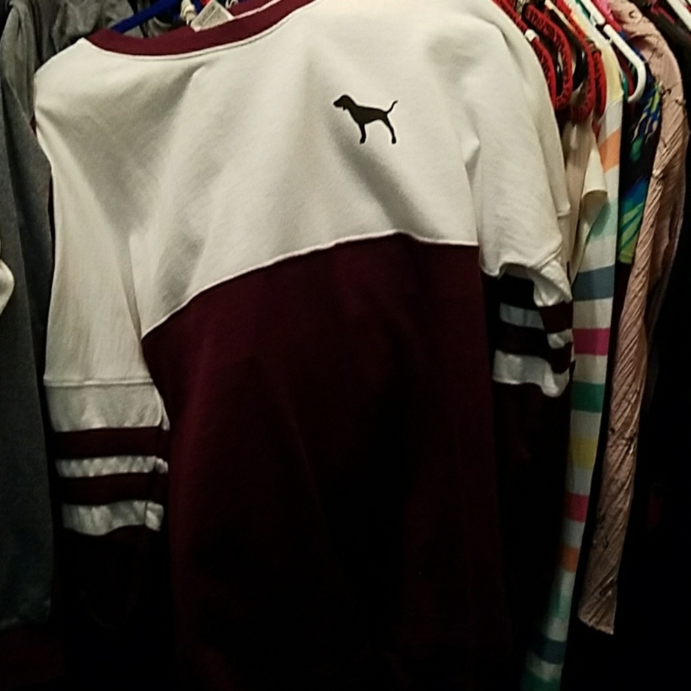 Pink maroon white sweater