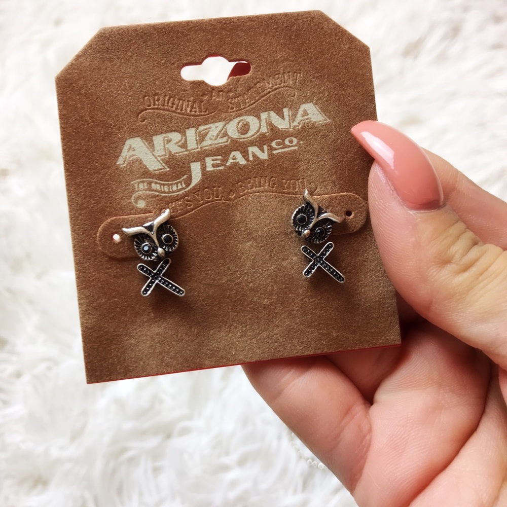 NWT Owl & Cross Earrings Set of 2