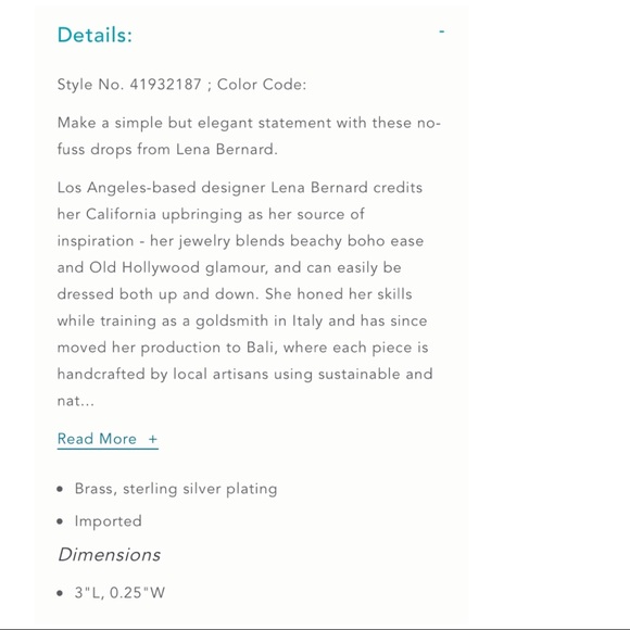 Lena Bernard Linear Drop Earrings NWT - Picture 3 of 7