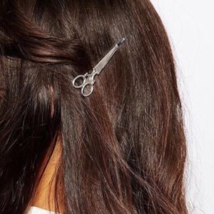 Set of 2 Silver Scissors Hair Pins Barrettes