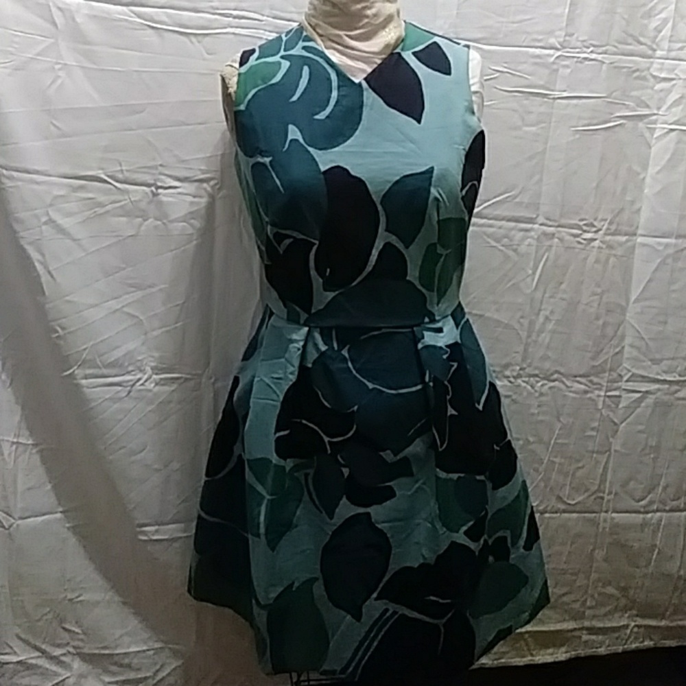 Blue v-neck flower dress